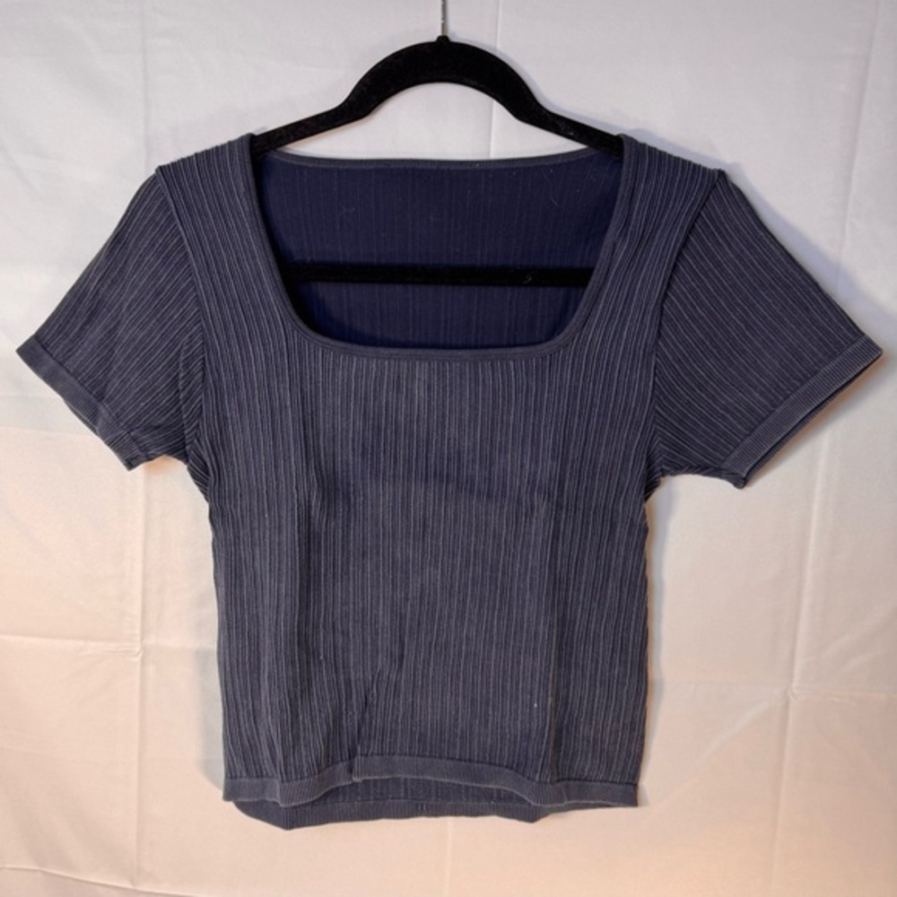 Navy Blue Ribbed Women's Top
